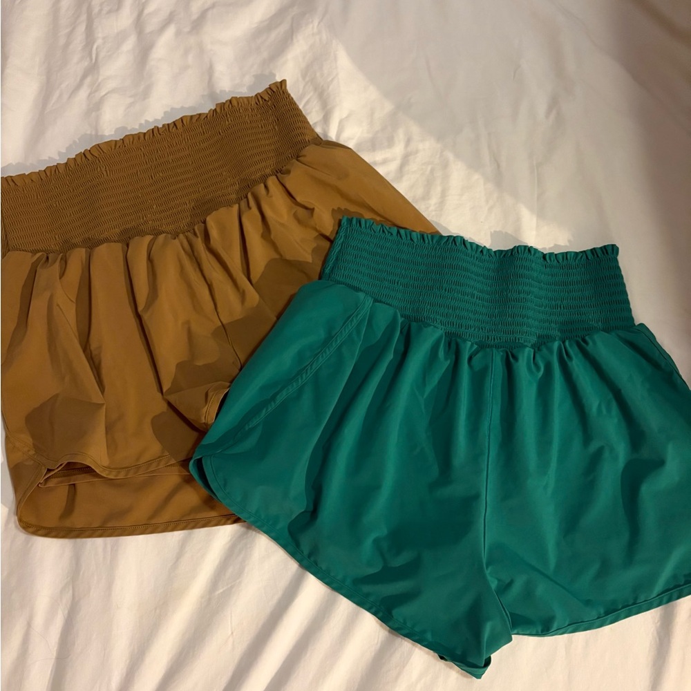 Aerie Offline Gym Shorts in Teal Green
